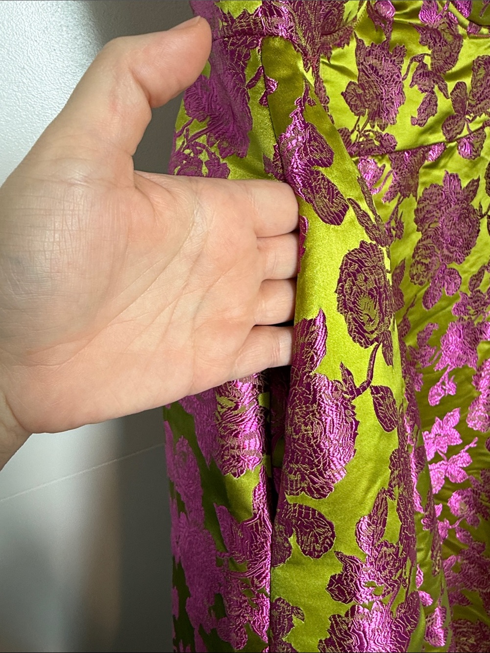 NWT Fashion Nova Lux Pink & Lime Floral Brocade Bustier Midi Dress - Picture 7 of 11